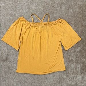 Flowy Yellow Off-Shoulder Women's Top